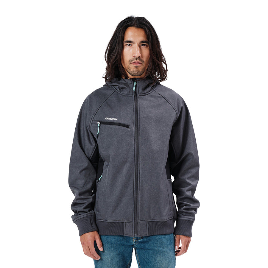 EMERSON Soft Shell Ribbed Jacket with Hood 212.EM11.40-BD GMD_BLACK