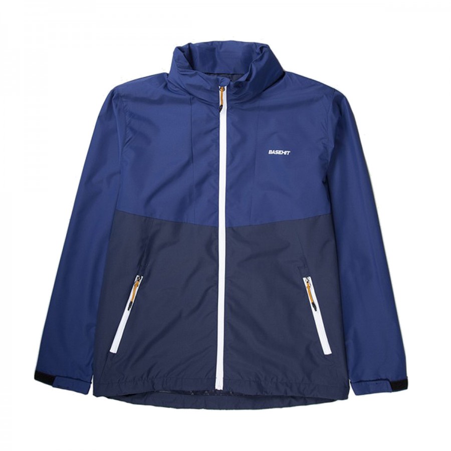 BASEHIT jacket with roll-in hood 201.BM10.10-RP NAVY BLUE/ROYAL BLUE