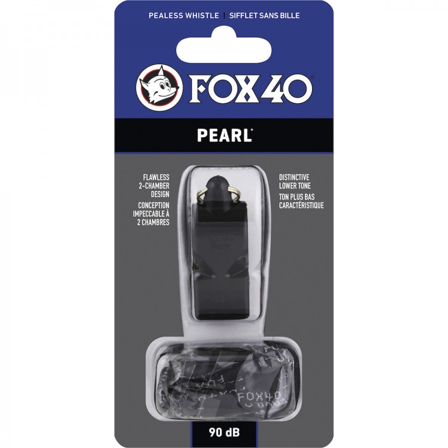 Amila Σφυριχτρα Fox40 Pearl Safety Με Κορδονι - Black 97030008