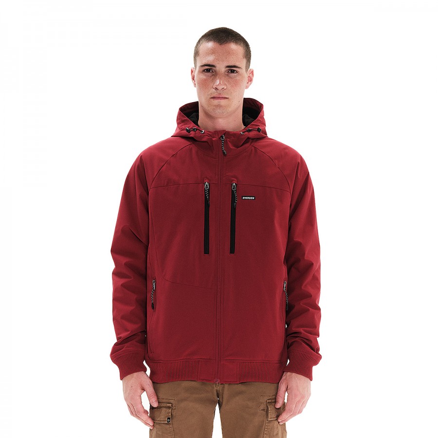 EMERSON Ribbed Jacket with Hood 222.EM10.21-D.RED