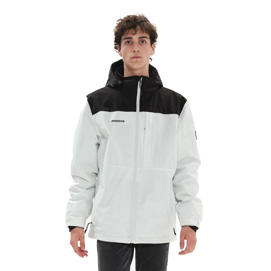 EMERSON Jacket with Detachable Hood 222.EM10.26-ICE WHITE BLACK