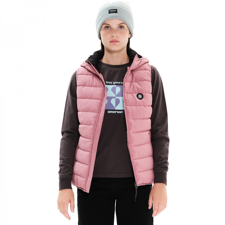 EMERSON P.P. Down Vest Jacket with Hood 222.EW10.136-DUSTY ROSE