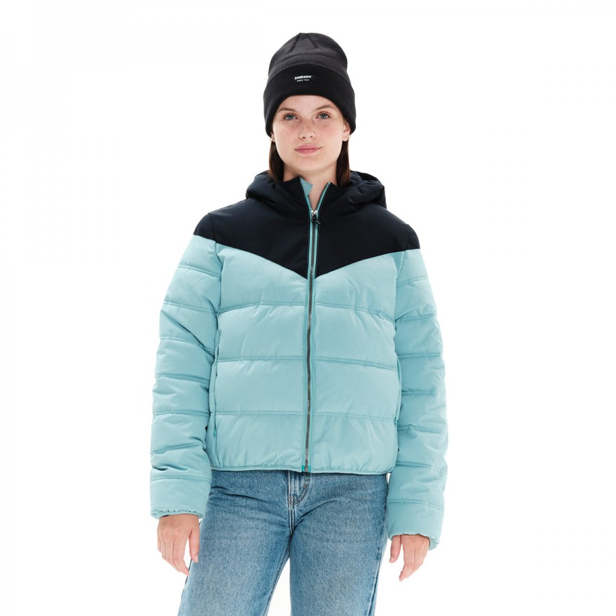 EMERSON P.P. Down Jacket with Hood 222.EW10.18-DUSTY TURQUOISE NAVY BLUE