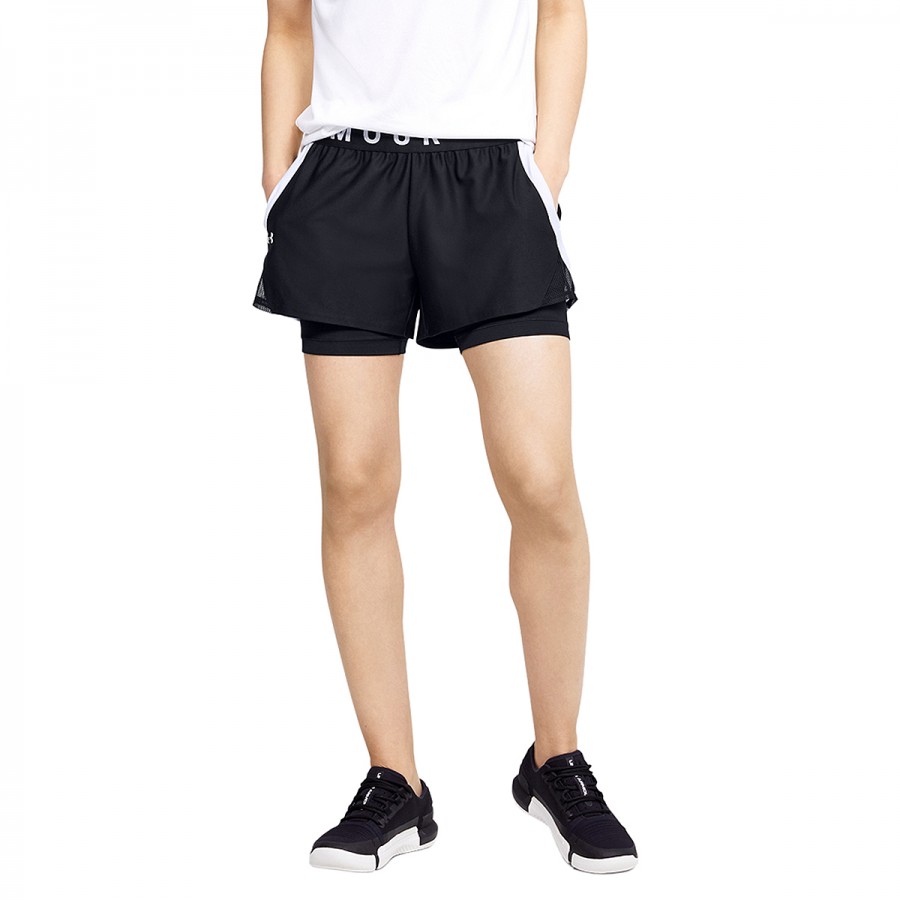 UNDER ARMOUR Play Up 2-in-1 Shorts 1351981-001 Μαύρο Λευκό