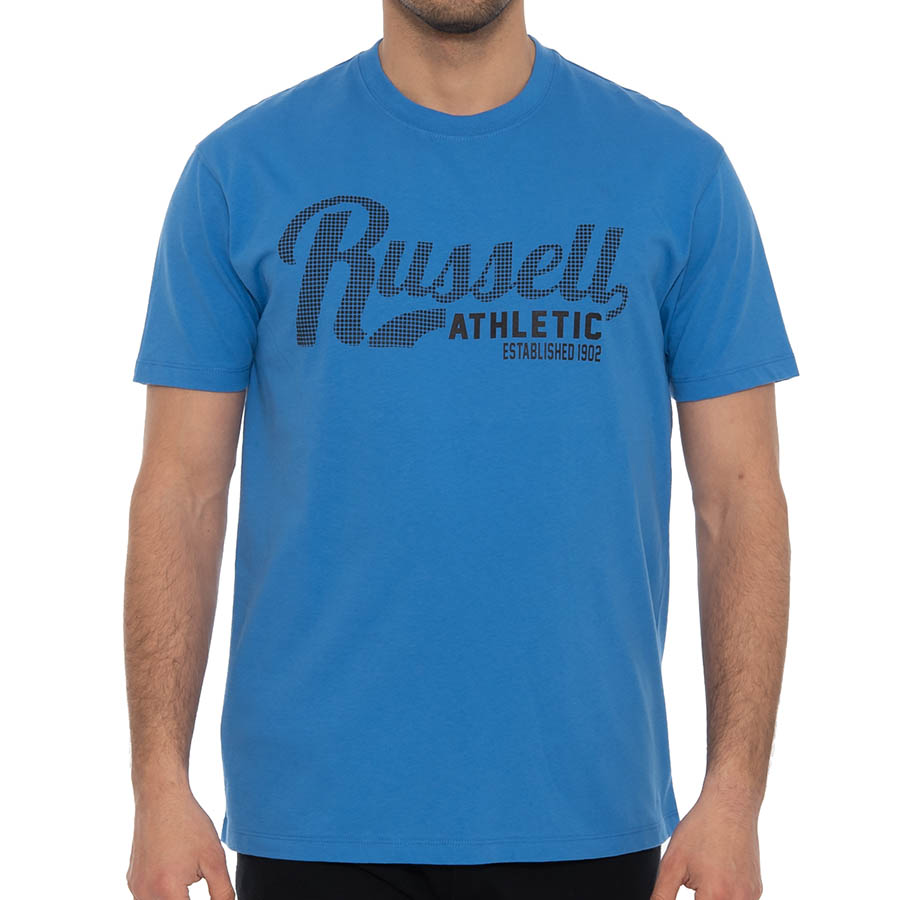 RUSSELL ATHLETIC Check S/S Crewneck Tee Shirt A2-014-1-176-PU Palace Blue